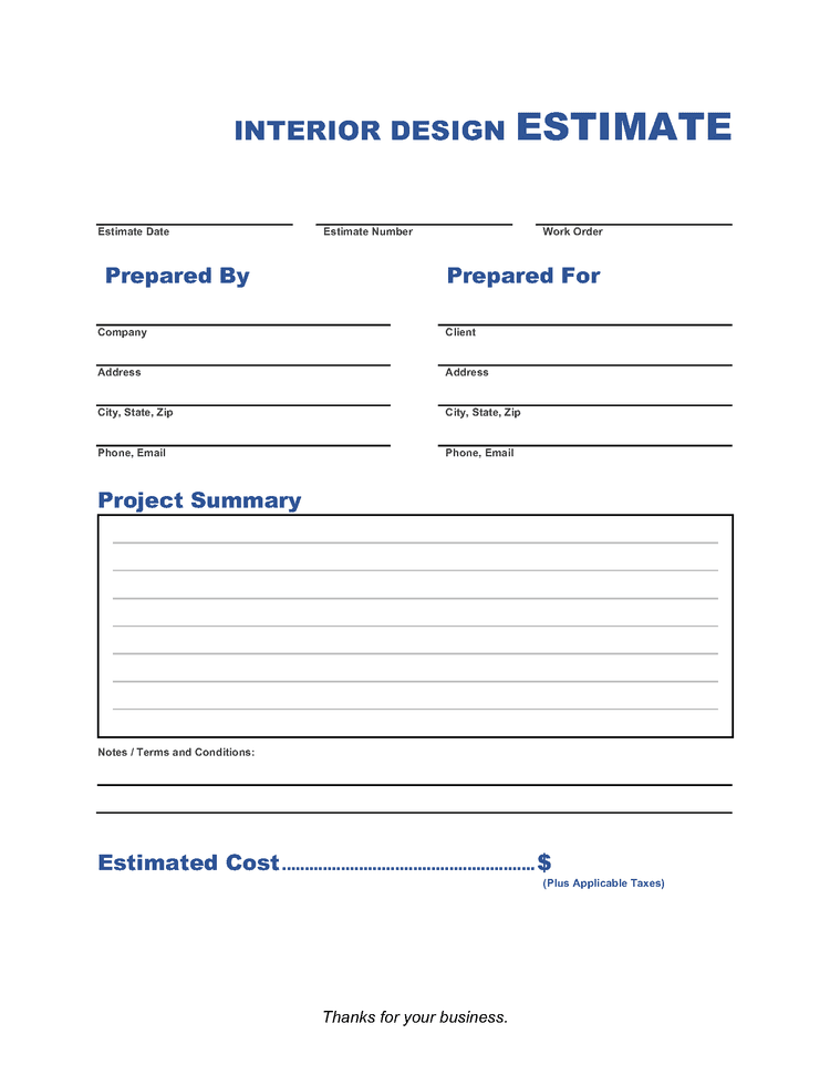 Interior Design Estimate Template Invoice Maker Interior Design Estimate Template Invoice Maker