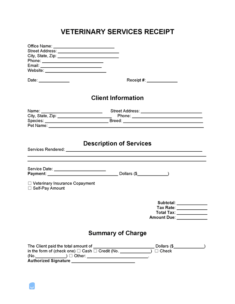 Veterinary Receipt Template Invoice Maker
