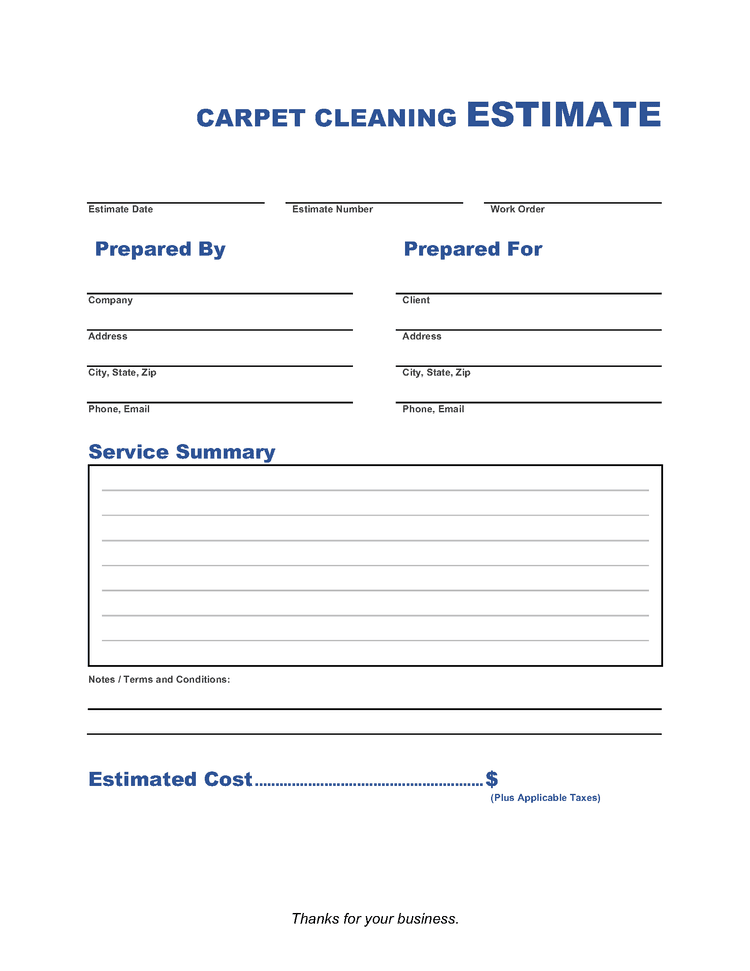 Free Carpet Cleaning Estimate Template PDF, Word, XLS Invoice Maker