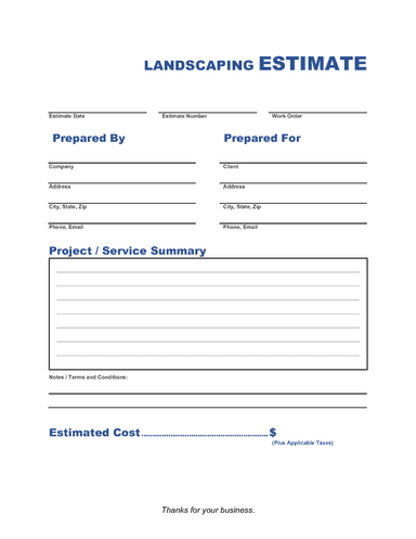Landscaping Estimate Template Invoice Maker Landscaping Estimate Template Invoice Maker