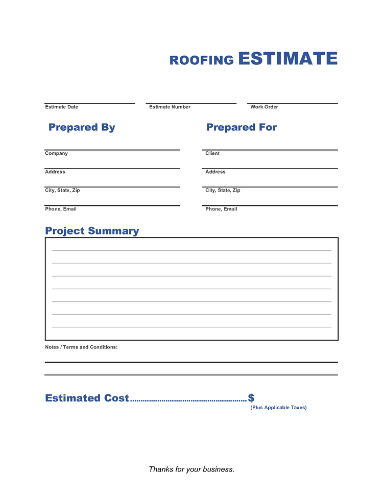 Roofing Estimate Template Invoice Maker