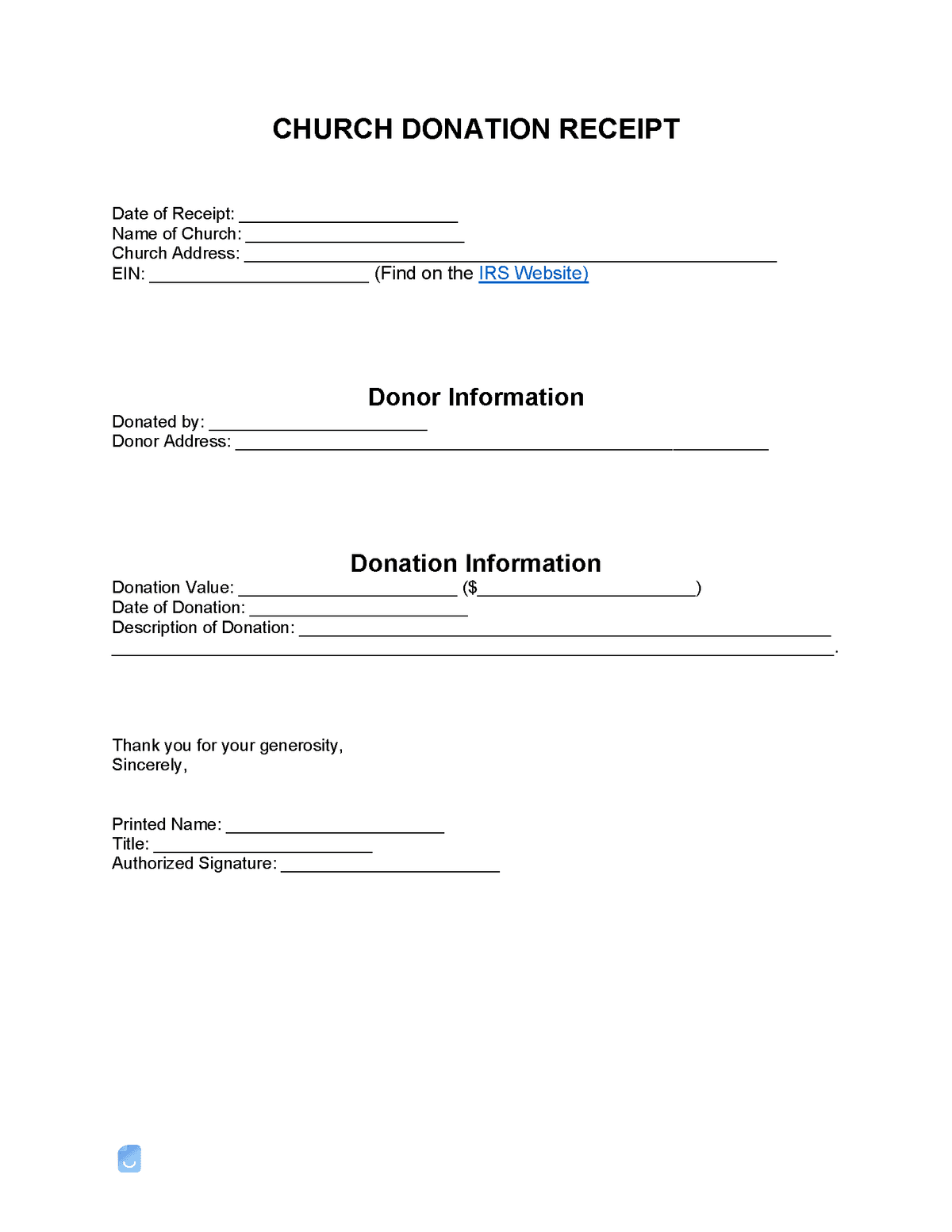 Free Church Donation Receipt Template PDF, Word, XLS Invoice Maker