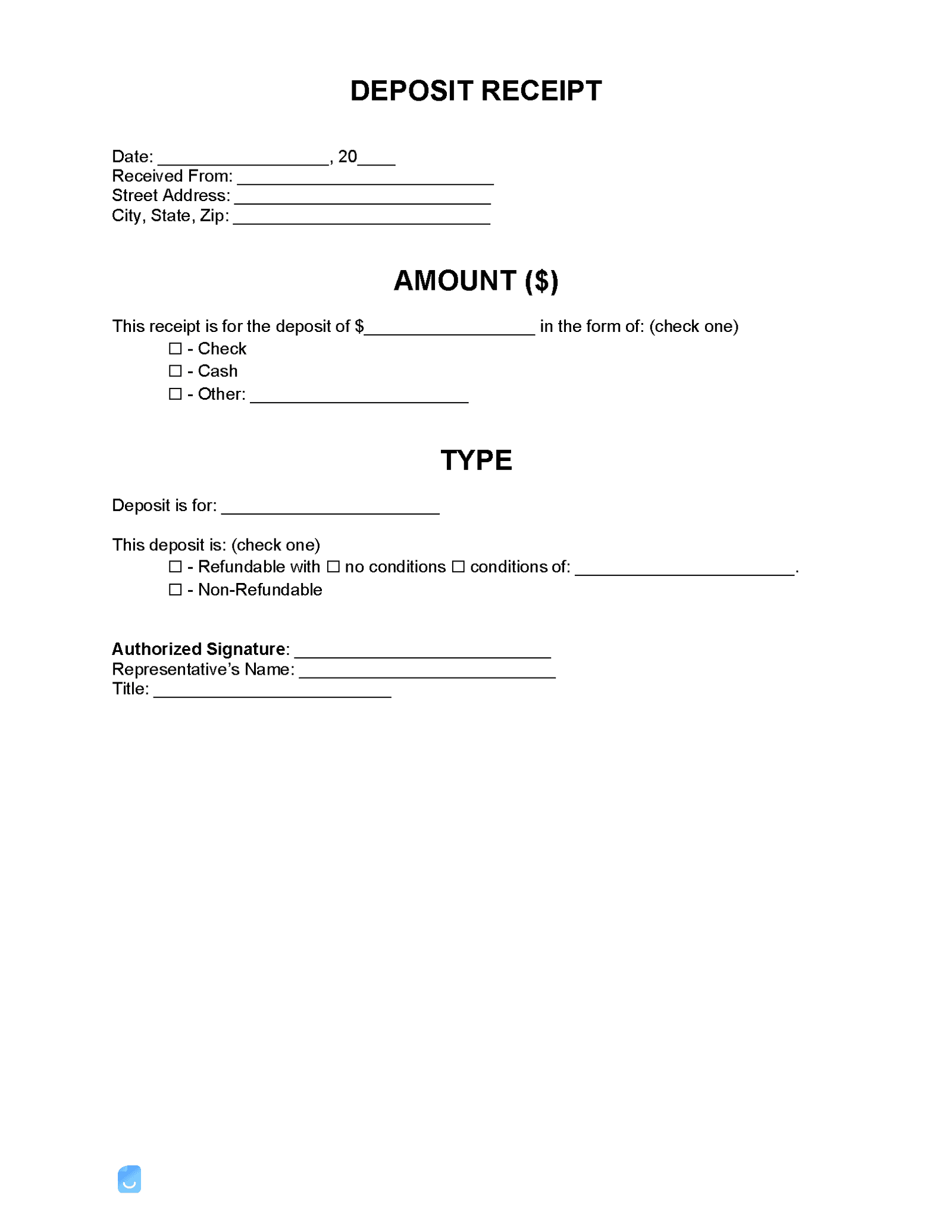 Deposit Receipt Template | Invoice Maker