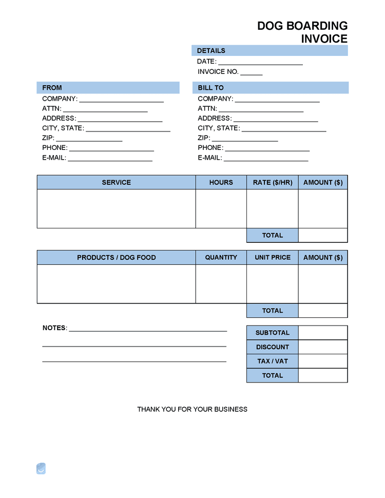 Dog Boarding Invoice Template Invoice Maker