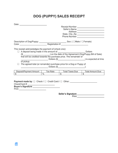 Dog Puppy Receipt Template Invoice Maker