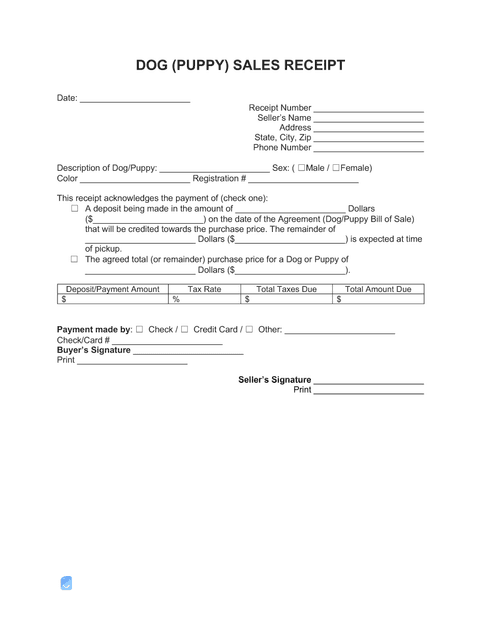 Dog Puppy Receipt Template Invoice Maker