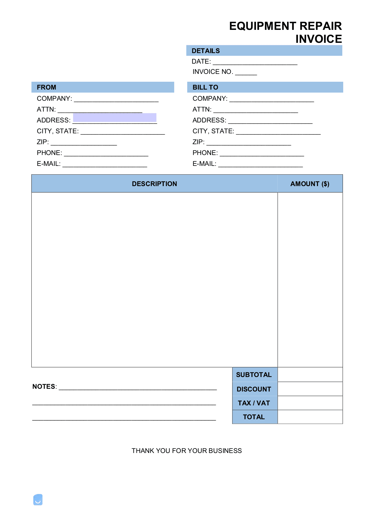 Equipment Repair Invoice Template Invoice Maker Equipment Repair Invoice Template Invoice Maker