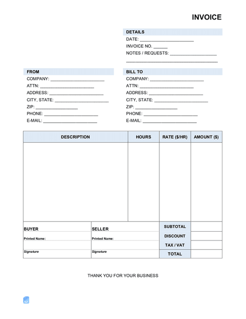 Free Invoice with Signature Template PDF, Word, XLS | Invoice Maker
