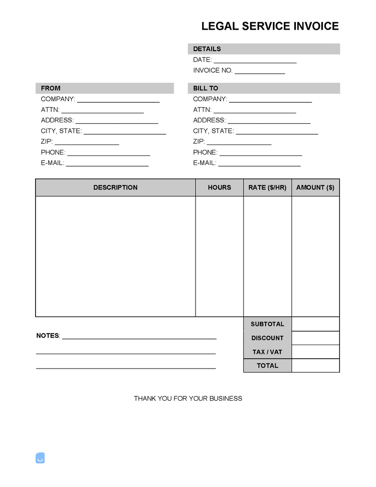 Legal Service Invoice Template (Attorney/Lawyer) Invoice Maker