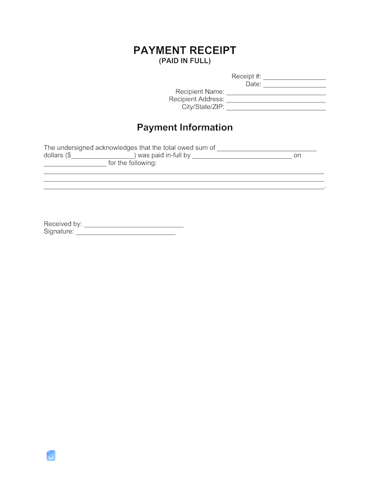 Paid (in-full) Receipt Template | Invoice Maker