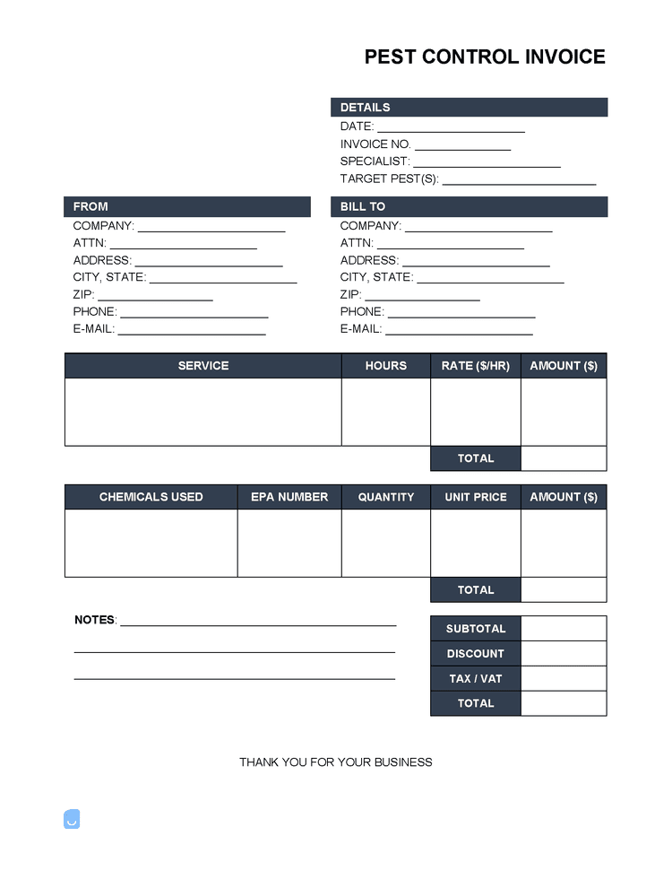 Pest Control Invoice Template Invoice Maker