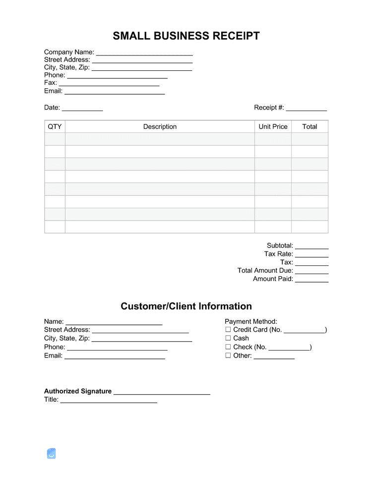 Small Business Receipt Template | Invoice Maker