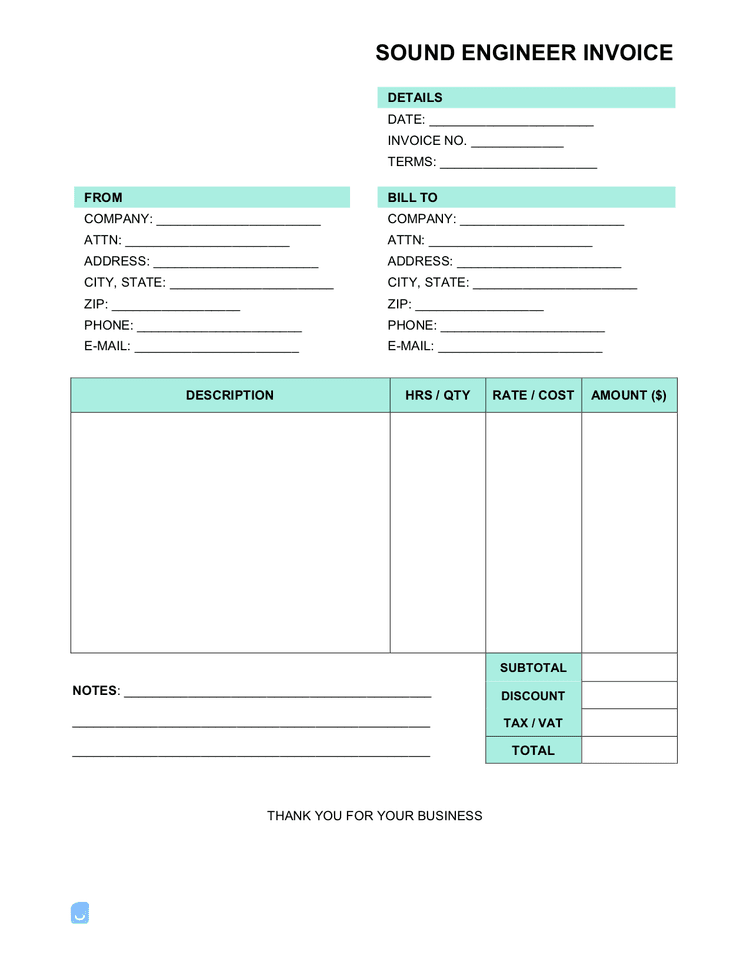 Sound Engineer Invoice Template Invoice Maker