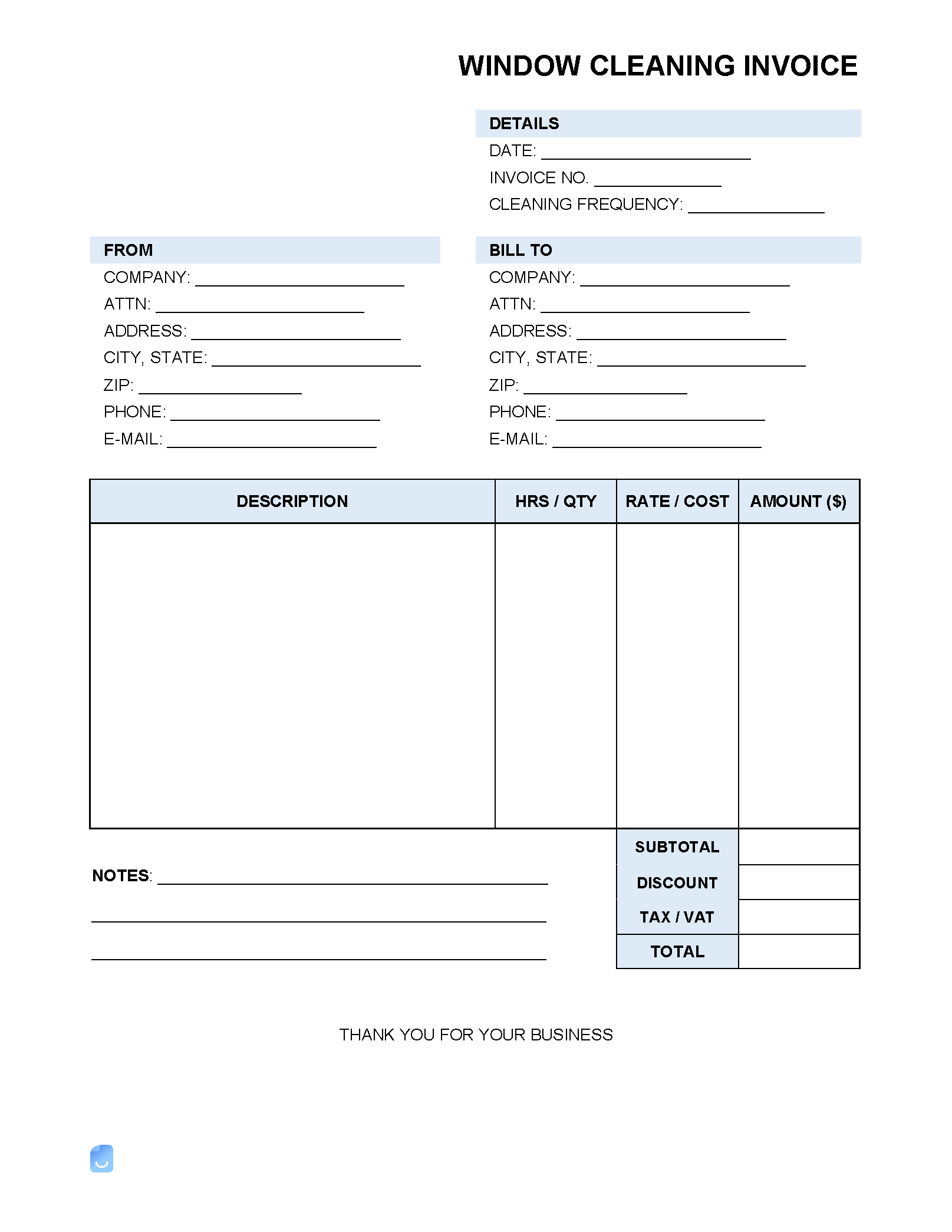 Window Cleaning Invoice Template | Invoice Maker