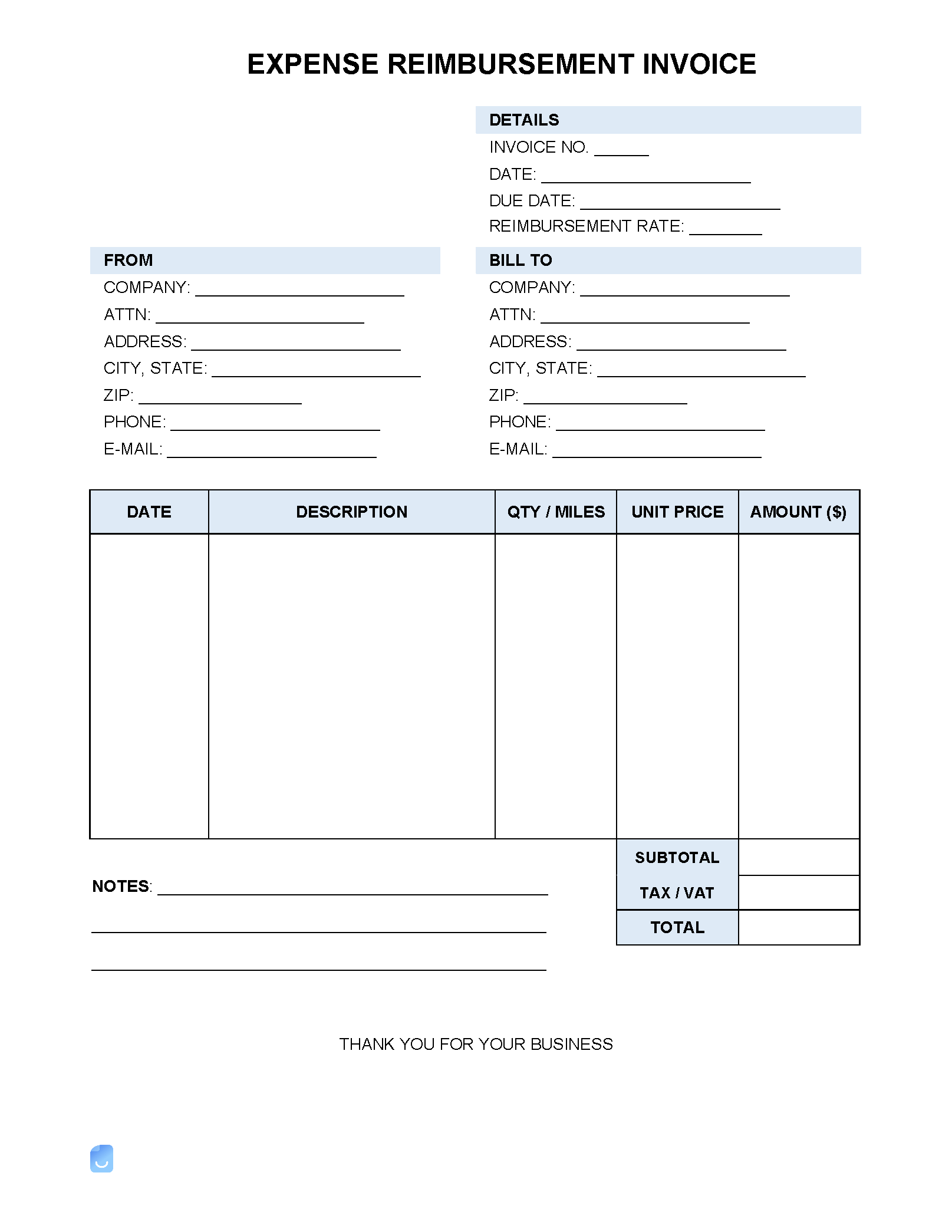 Expense Reimbursement Invoice Template Invoice Maker Expense Reimbursement Invoice Template Invoice Maker