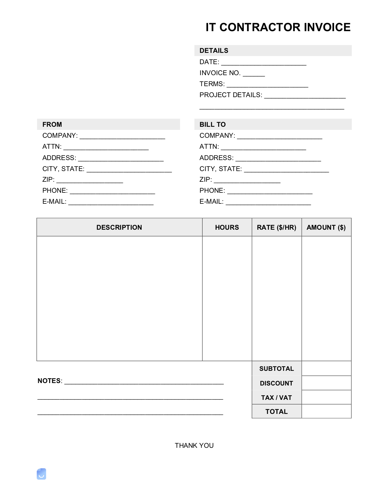 Independent Contractor (1099) Invoice Template | Invoice Maker
