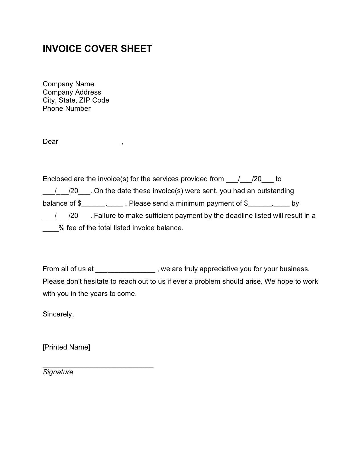 Invoice Cover Sheet Template Invoice Maker